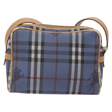 Burberrys Nova Check Shoulder Bag PVC Blue Gold Auth 124836 - 0