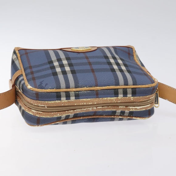 Burberrys Nova Check Shoulder Bag PVC Blue Gold Auth 124836