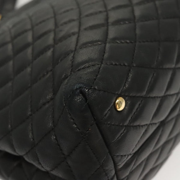 BALLY Shoulder Bag Leather Black Gold Auth 124841