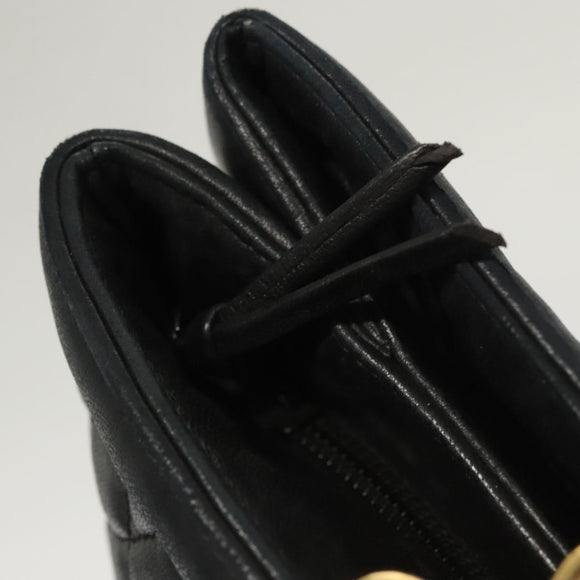 BALLY Shoulder Bag Leather Black Gold Auth 124841