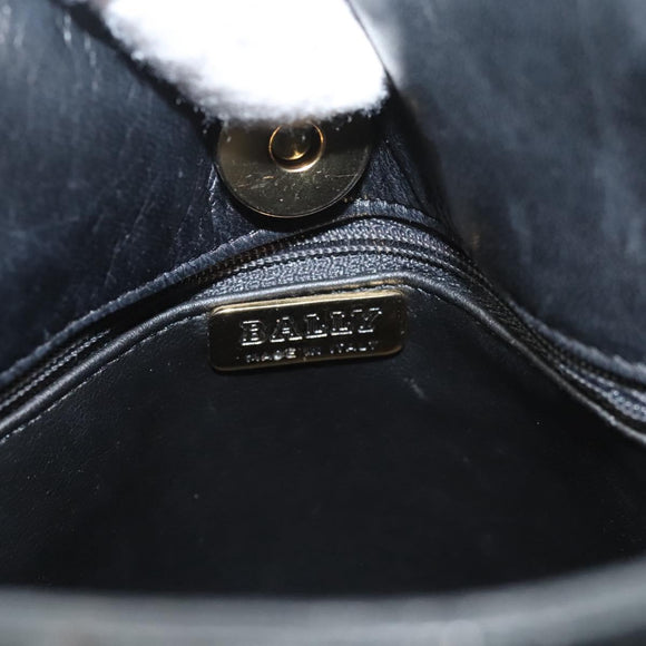 BALLY Shoulder Bag Leather Black Gold Auth 124841