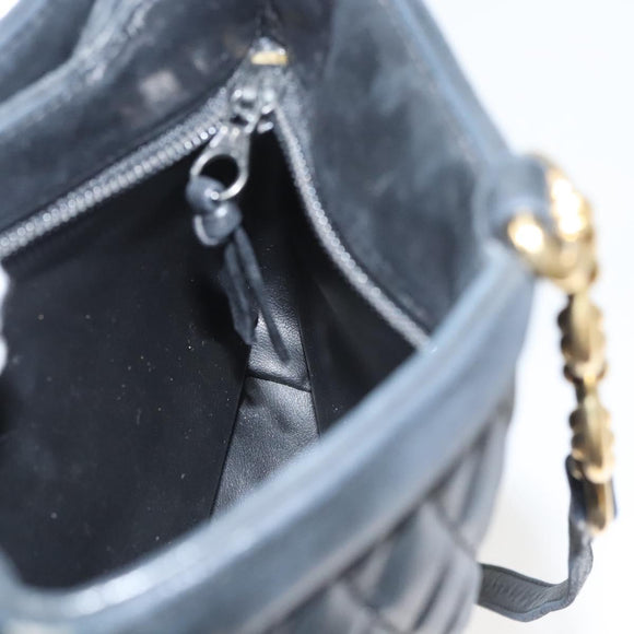 BALLY Shoulder Bag Leather Black Gold Auth 124841