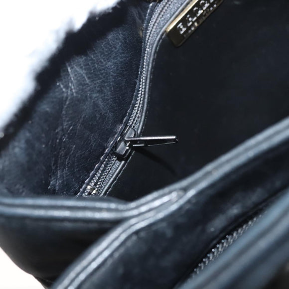 BALLY Shoulder Bag Leather Black Gold Auth 124841