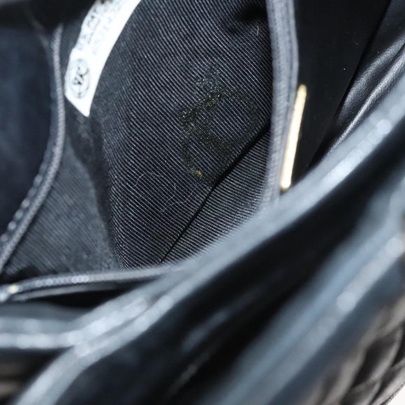 BALLY Shoulder Bag Leather Black Gold Auth 124841