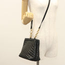 BALLY Shoulder Bag Leather Black Gold Auth 124841-27