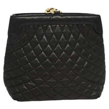 BALLY Shoulder Bag Leather Black Gold Auth 124841 - 0