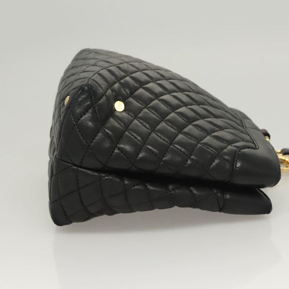 BALLY Shoulder Bag Leather Black Gold Auth 124841