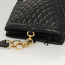 BALLY Shoulder Bag Leather Black Gold Auth 124841-6