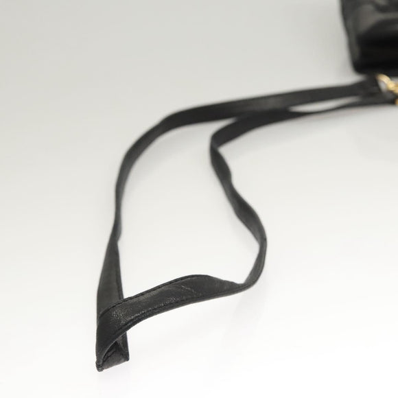 BALLY Shoulder Bag Leather Black Gold Auth 124841