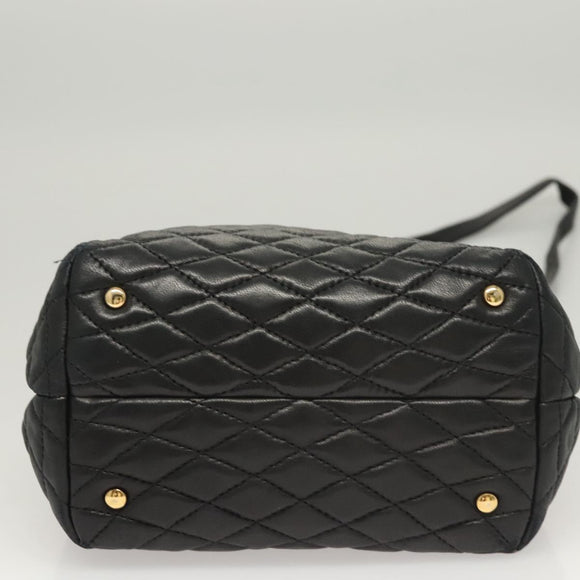 BALLY Shoulder Bag Leather Black Gold Auth 124841