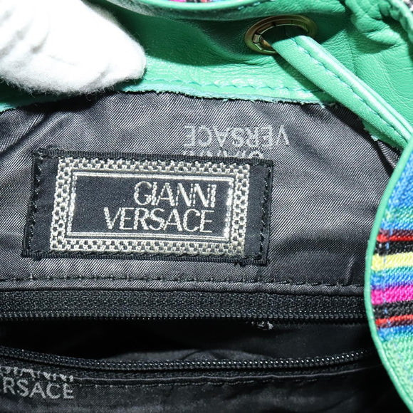 Gianni Versace Backpack Nylon Green Auth 124844