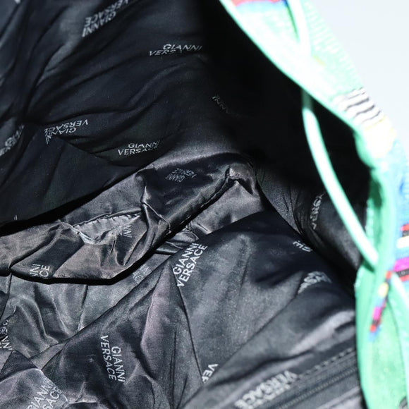 Gianni Versace Backpack Nylon Green Auth 124844