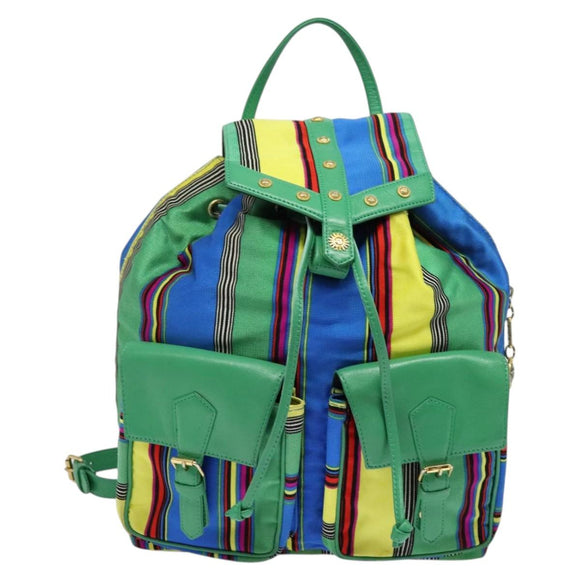 Gianni Versace Backpack Nylon Green Auth 124844