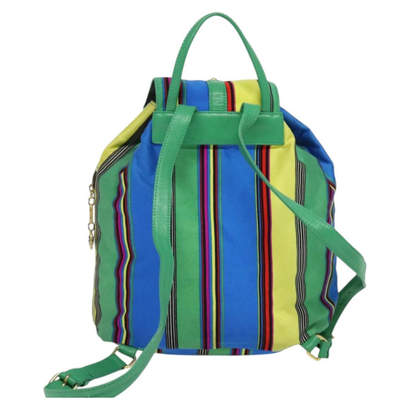 Gianni Versace Backpack Nylon Green Auth 124844