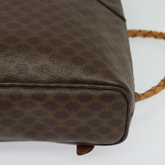 CELINE Macadam Canvas Backpack PVC Leather Brown Gold Auth 124859