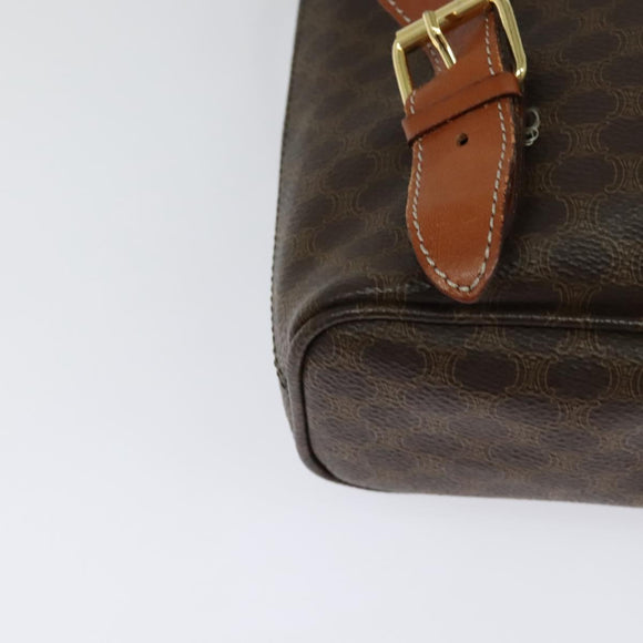 CELINE Macadam Canvas Backpack PVC Leather Brown Gold Auth 124859