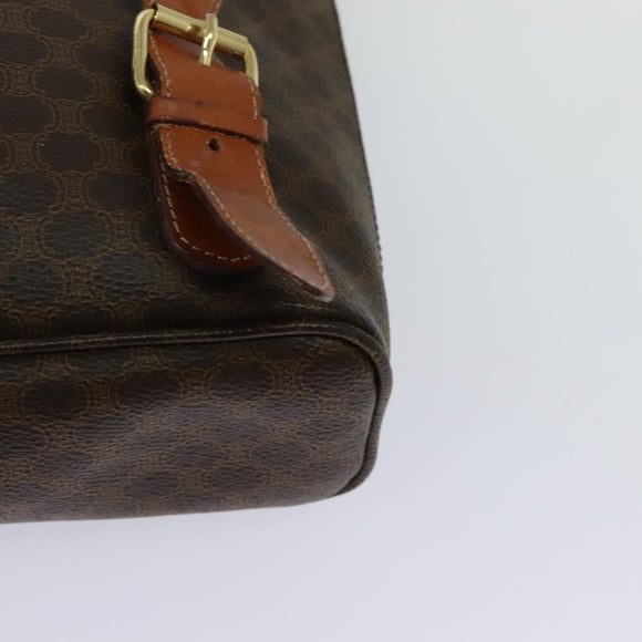 CELINE Macadam Canvas Backpack PVC Leather Brown Gold Auth 124859