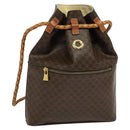 CELINE Macadam Canvas Backpack PVC Leather Brown Gold Auth 124859-1