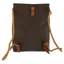 CELINE Macadam Canvas Backpack PVC Leather Brown Gold Auth 124859-2