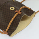 CELINE Macadam Canvas Backpack PVC Leather Brown Gold Auth 124859-6