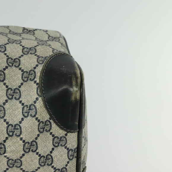 GUCCI GG Supreme Sherry Line Boston Bag PVC Navy Gold Red Auth 124861