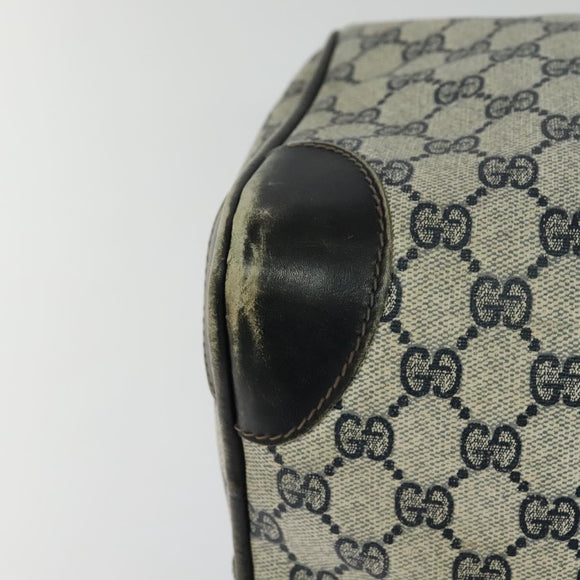 GUCCI GG Supreme Sherry Line Boston Bag PVC Navy Gold Red Auth 124861