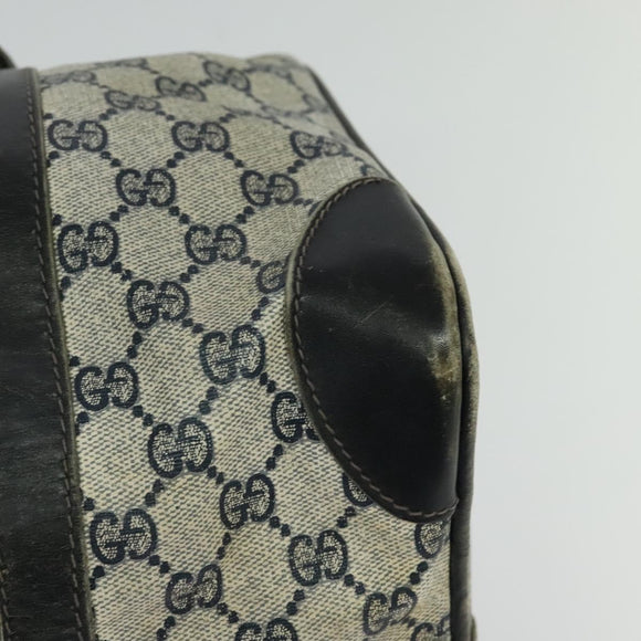 GUCCI GG Supreme Sherry Line Boston Bag PVC Navy Gold Red Auth 124861