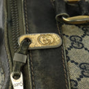 GUCCI GG Supreme Sherry Line Boston Bag PVC Navy Gold Red Auth 124861-10