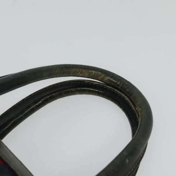 GUCCI GG Supreme Sherry Line Boston Bag PVC Navy Gold Red Auth 124861