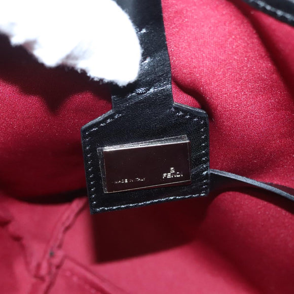 FENDI Zucchino Canvas Hand Bag Red Silver Auth 124864V