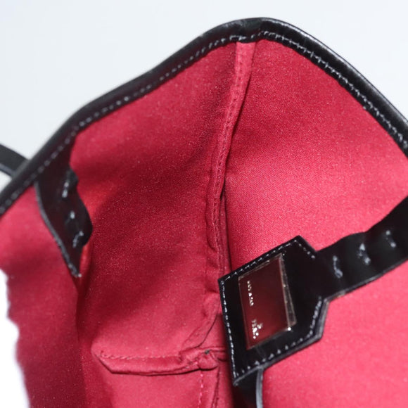 FENDI Zucchino Canvas Hand Bag Red Silver Auth 124864V