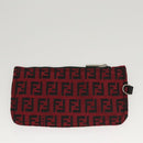 FENDI Zucchino Canvas Hand Bag Red Silver Auth 124864V-20