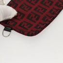 FENDI Zucchino Canvas Hand Bag Red Silver Auth 124864V-24