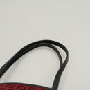 FENDI Zucchino Canvas Hand Bag Red Silver Auth 124864V-8