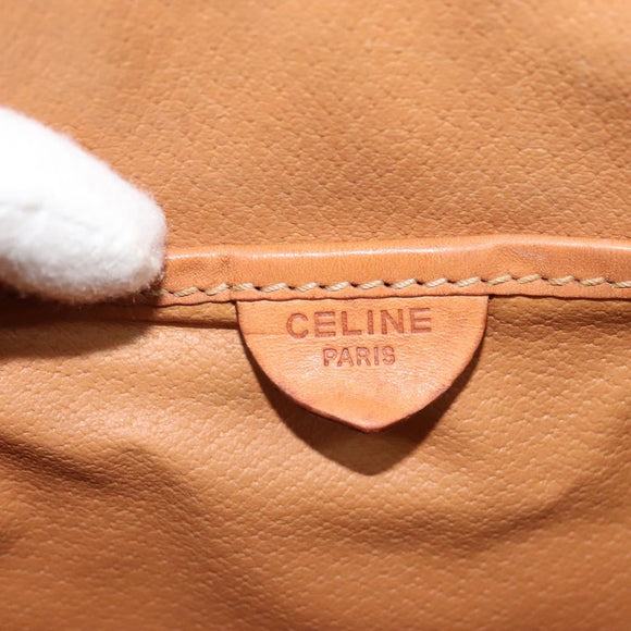 CELINE Macadam Canvas Shoulder Bag Beige Gold Auth 124879