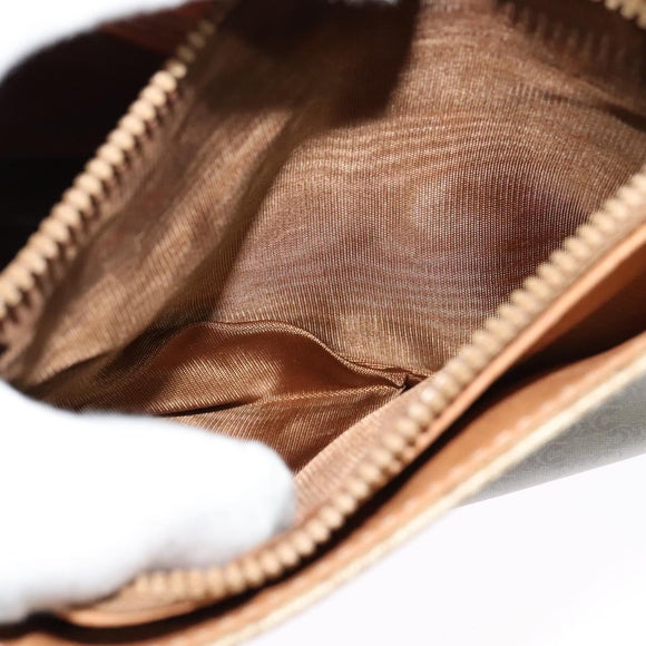 CELINE Macadam Canvas Shoulder Bag Beige Gold Auth 124879