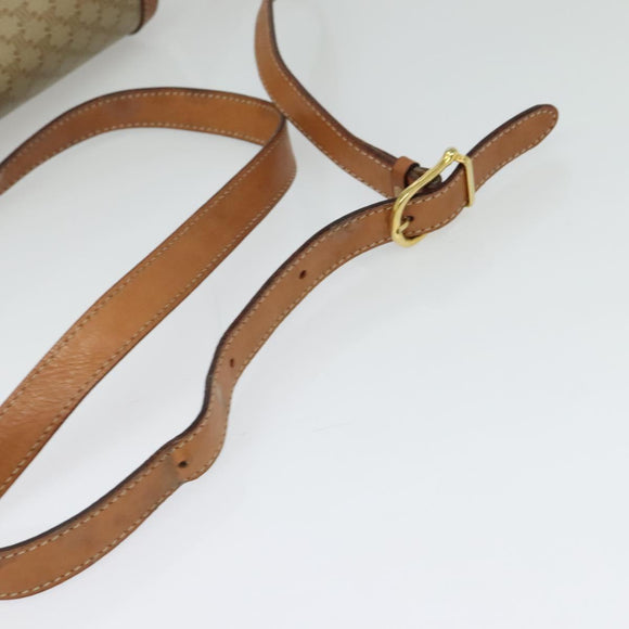 CELINE Macadam Canvas Shoulder Bag Beige Gold Auth 124879