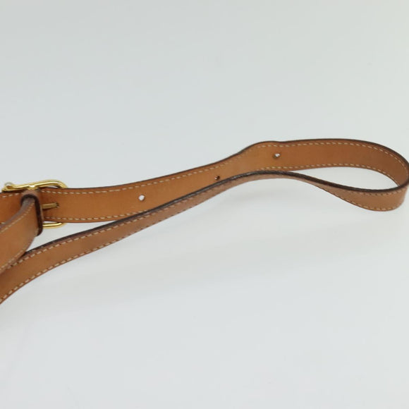 CELINE Macadam Canvas Shoulder Bag Beige Gold Auth 124879