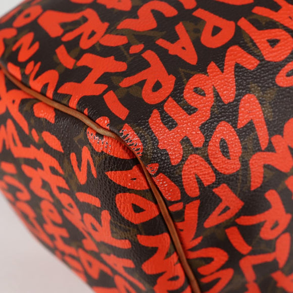 LOUIS VUITTON Monogram Graffiti Speedy 30 Hand Bag Orange M93705 Auth 124885V