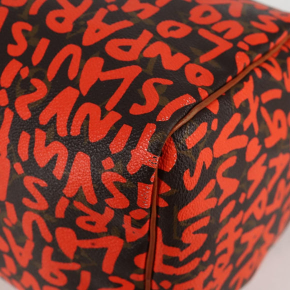 LOUIS VUITTON Monogram Graffiti Speedy 30 Hand Bag Orange M93705 Auth 124885V