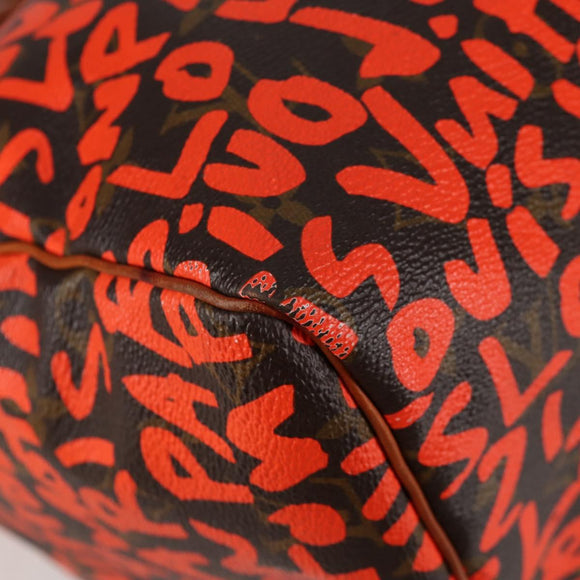 LOUIS VUITTON Monogram Graffiti Speedy 30 Hand Bag Orange M93705 Auth 124885AV