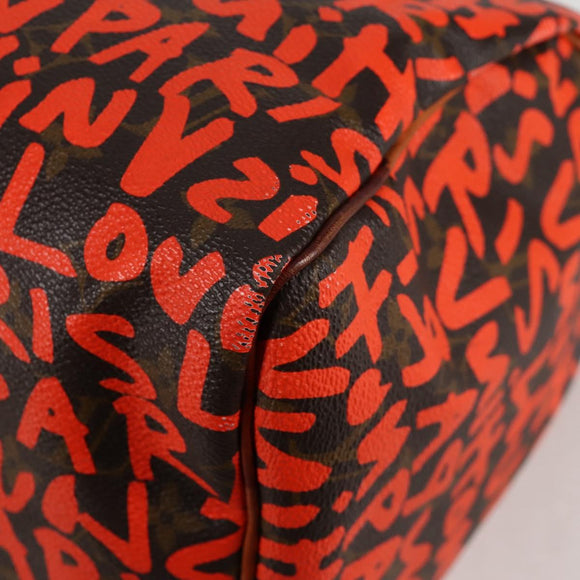 LOUIS VUITTON Monogram Graffiti Speedy 30 Hand Bag Orange M93705 Auth 124885V