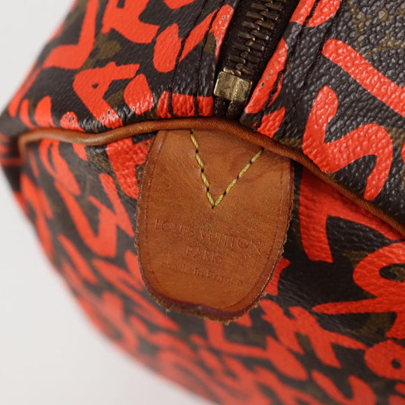 LOUIS VUITTON Monogram Graffiti Speedy 30 Hand Bag Orange M93705 Auth 124885V
