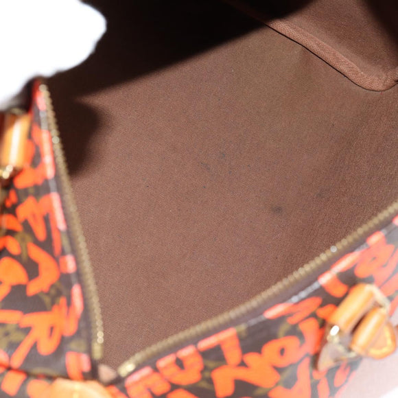 LOUIS VUITTON Monogram Graffiti Speedy 30 Hand Bag Orange M93705 Auth 124885V
