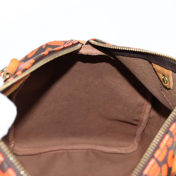 LOUIS VUITTON Monogram Graffiti Speedy 30 Hand Bag Orange M93705 Auth 124885V