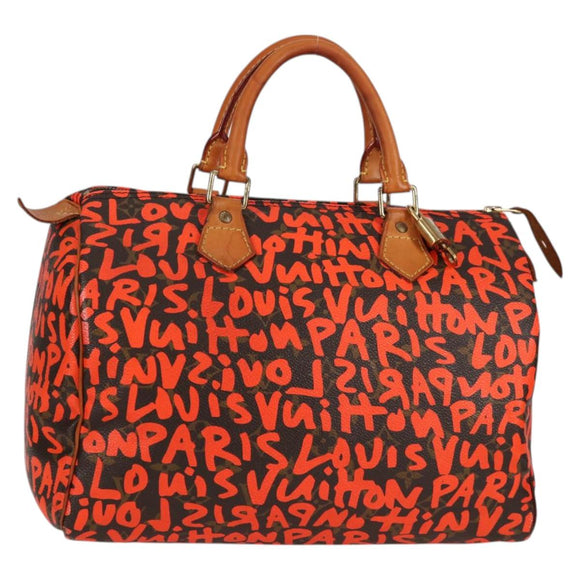 LOUIS VUITTON Monogram Graffiti Speedy 30 Hand Bag Orange M93705 Auth 124885V