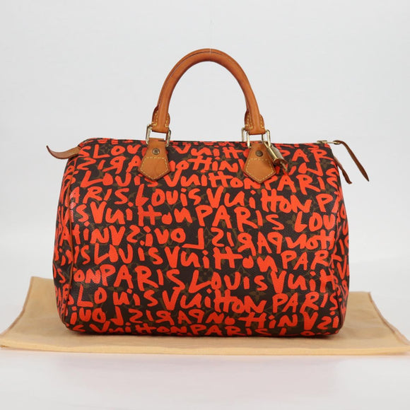 LOUIS VUITTON Monogram Graffiti Speedy 30 Hand Bag Orange M93705 Auth 124885AV