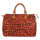 LOUIS VUITTON Monogram Graffiti Speedy 30 Hand Bag Orange M93705 Auth 124885V-13