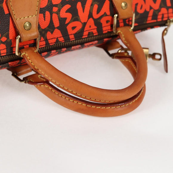 LOUIS VUITTON Monogram Graffiti Speedy 30 Hand Bag Orange M93705 Auth 124885V