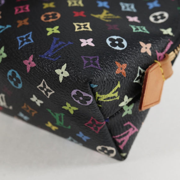 LOUIS VUITTON Multicolor Pochette Cosmetic Pouch Black M47355 Auth 124893V